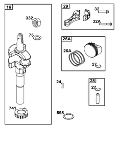 Crankshaft Group Diagram and Parts List for 10060B-0195-H5  Briggs and Stratton Engine